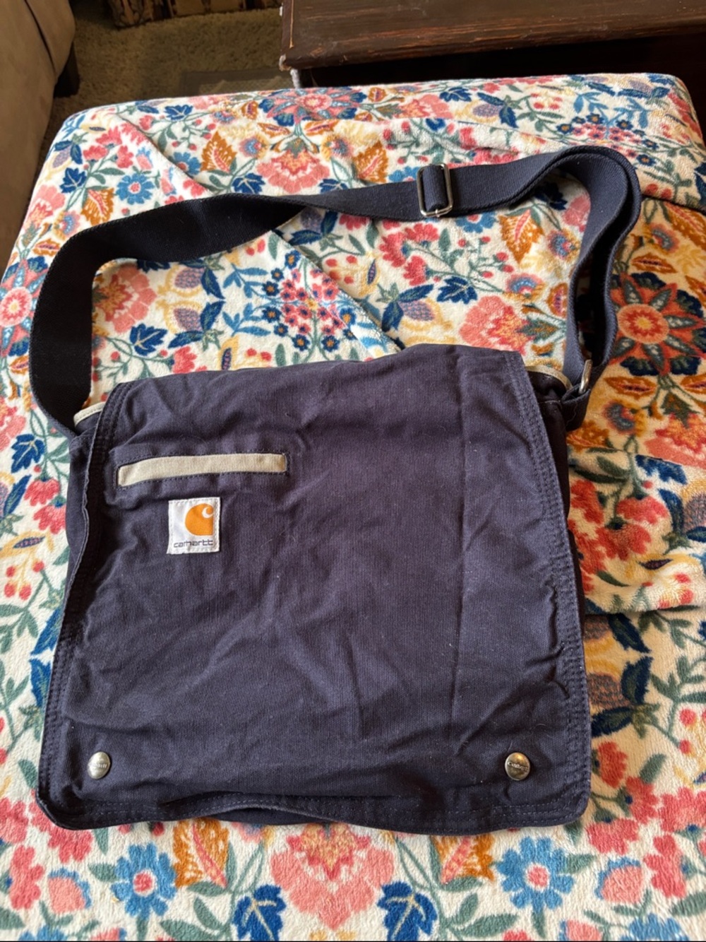 Carhartt Navy Canvas Messenger Bag with Strap unisex